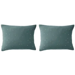 Lot de 2 taies d'oreillers à pois brodés double gaze de coton