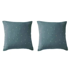 Lot de 2 taies d'oreillers à pois brodés double gaze de coton