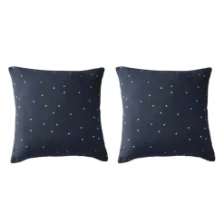 Lot de 2 taies d'oreillers à pois brodés double gaze de coton