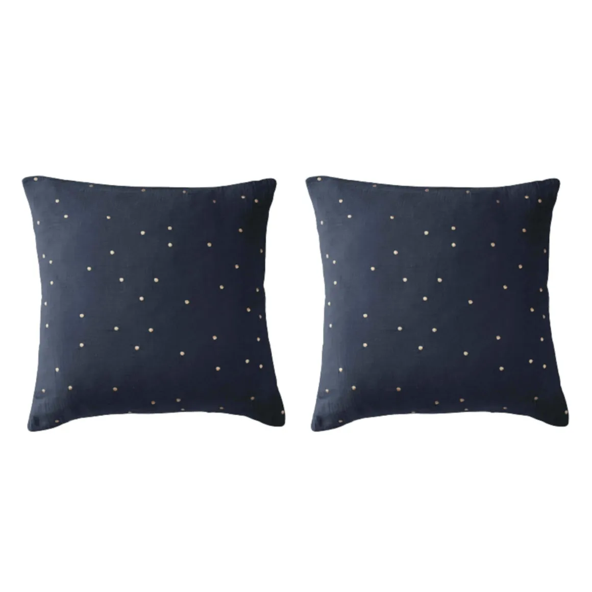 Lot de 2 taies d'oreillers à pois brodés double gaze de coton