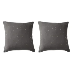 Lot de 2 taies d'oreillers à pois brodés double gaze de coton