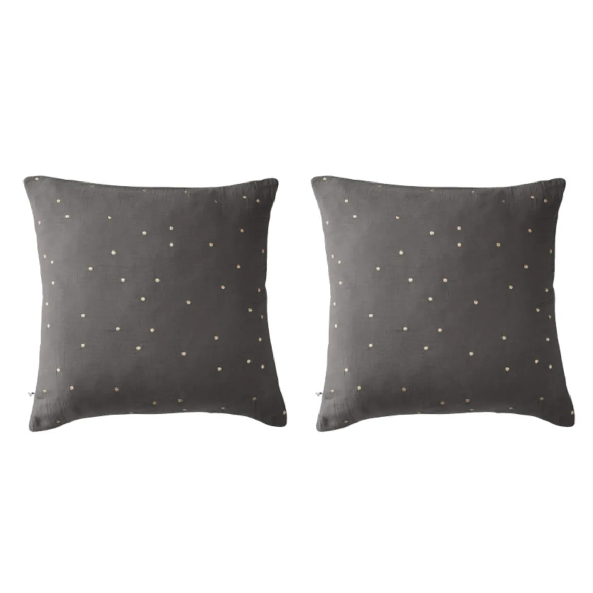 Lot de 2 taies d'oreillers à pois brodés double gaze de coton