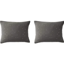 Lot de 2 taies d'oreillers à pois brodés double gaze de coton