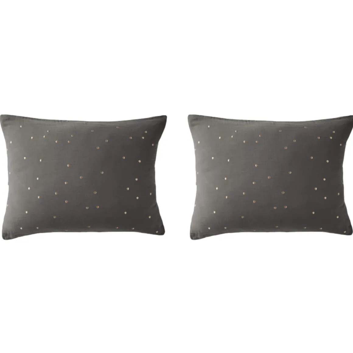Lot de 2 taies d'oreillers à pois brodés double gaze de coton