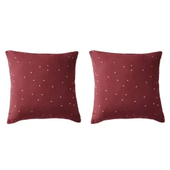 Lot de 2 taies d'oreillers à pois brodés double gaze de coton