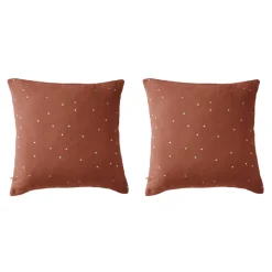 Lot de 2 taies d'oreillers à pois brodés double gaze de coton