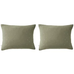 Lot de 2 taies d'oreillers à pois brodés double gaze de coton