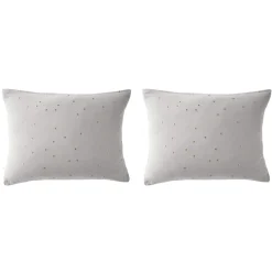 Lot de 2 taies d'oreillers à pois brodés double gaze de coton
