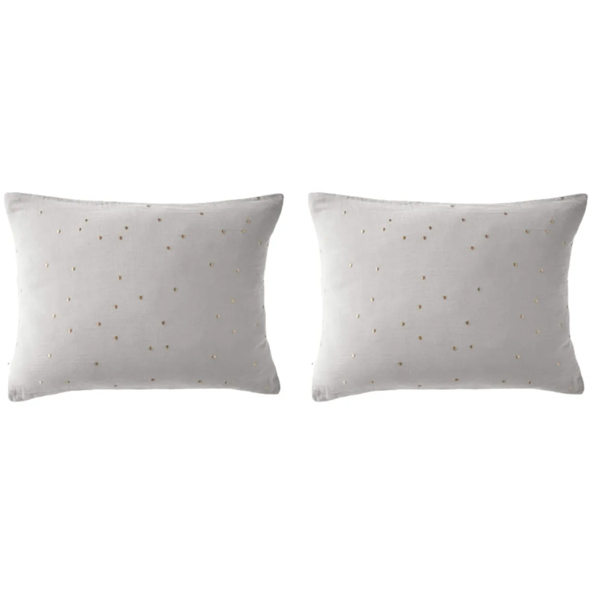 Lot de 2 taies d'oreillers à pois brodés double gaze de coton