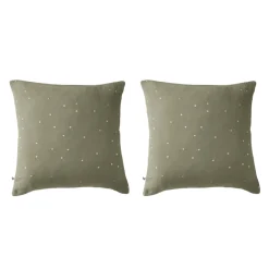 Lot de 2 taies d'oreillers à pois brodés double gaze de coton