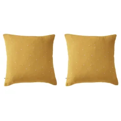 Lot de 2 taies d'oreillers à pois brodés double gaze de coton