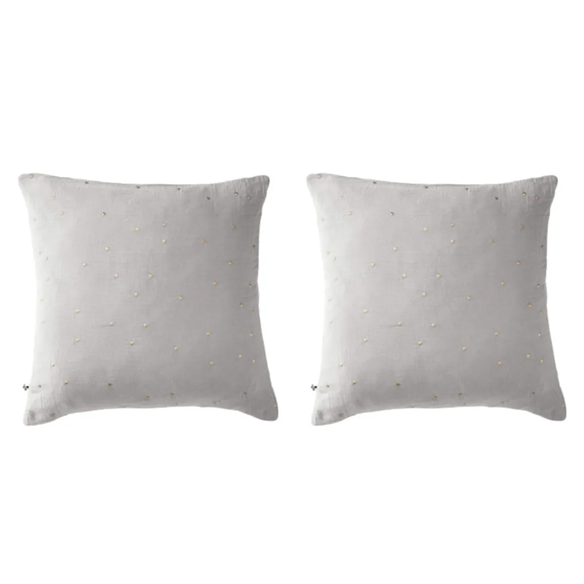 Lot de 2 taies d'oreillers à pois brodés double gaze de coton