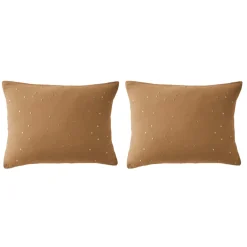 Lot de 2 taies d'oreillers à pois brodés double gaze de coton
