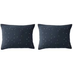 Lot de 2 taies d'oreillers à pois brodés double gaze de coton