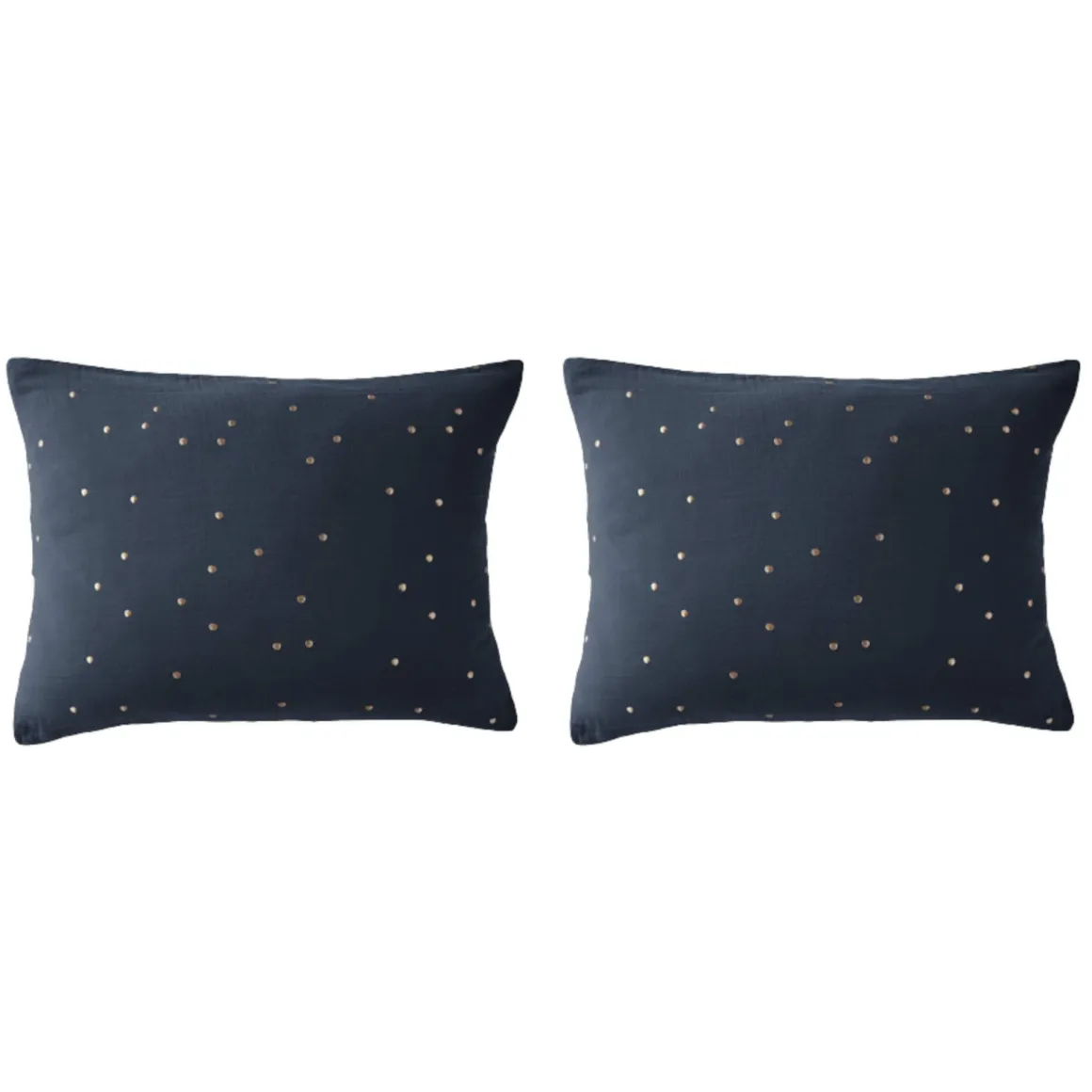Lot de 2 taies d'oreillers à pois brodés double gaze de coton