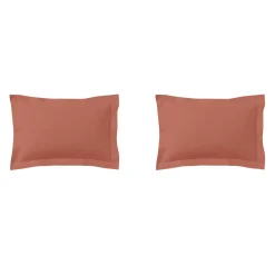 Lot de 2 taies d'oreillers terracotta 100% coton