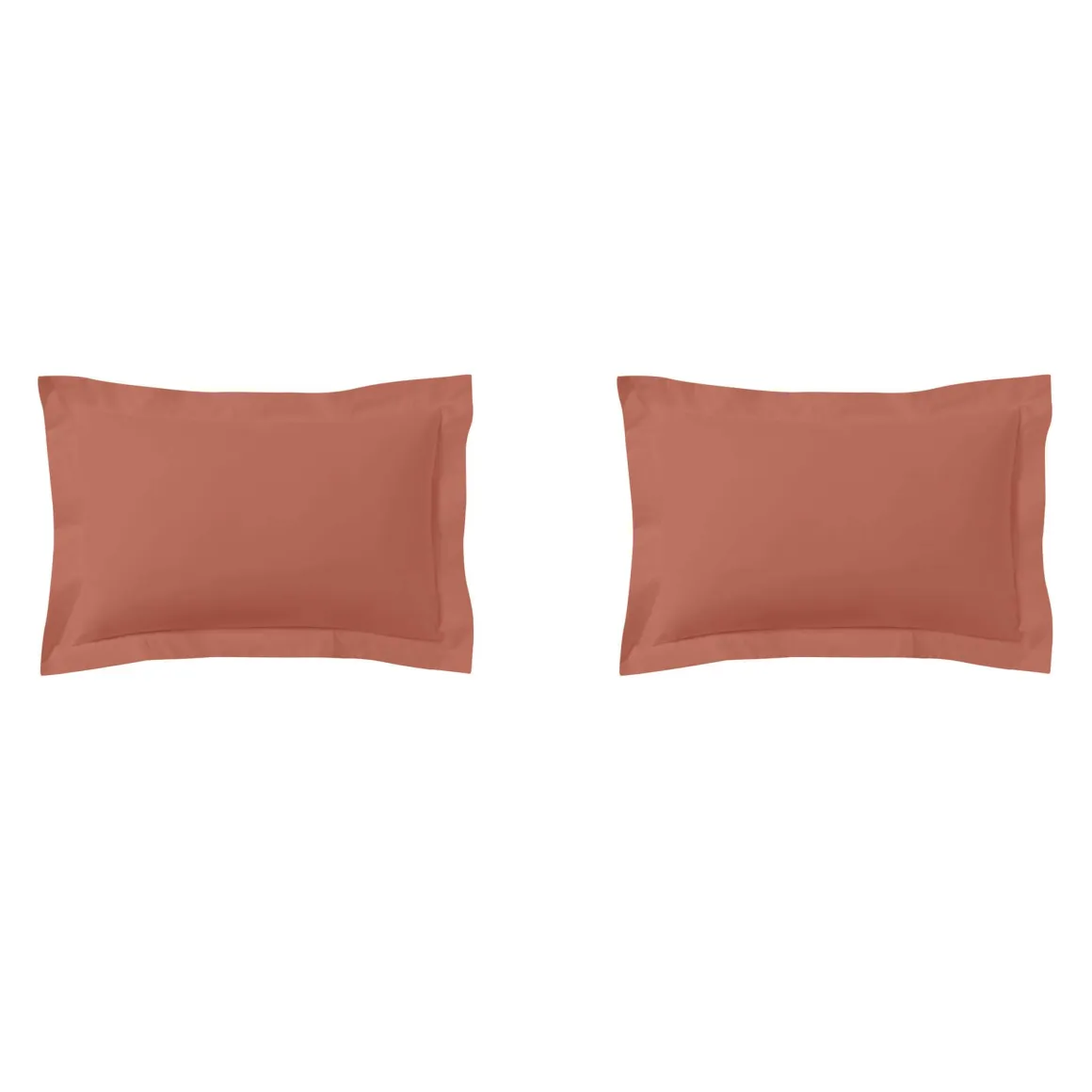 Lot de 2 taies d'oreillers terracotta 100% coton
