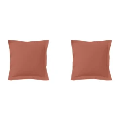 Lot de 2 taies d'oreillers terracotta 100% coton