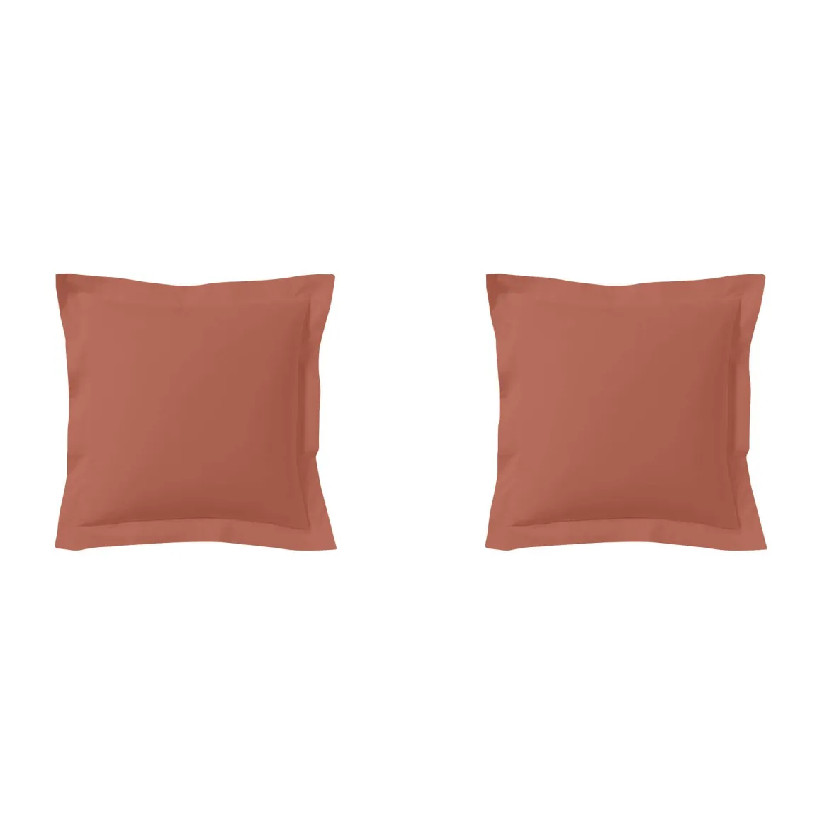 Lot de 2 taies d'oreillers terracotta 100% coton