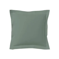 Lot de 2 taies d'oreillers vert de gris 100% coton