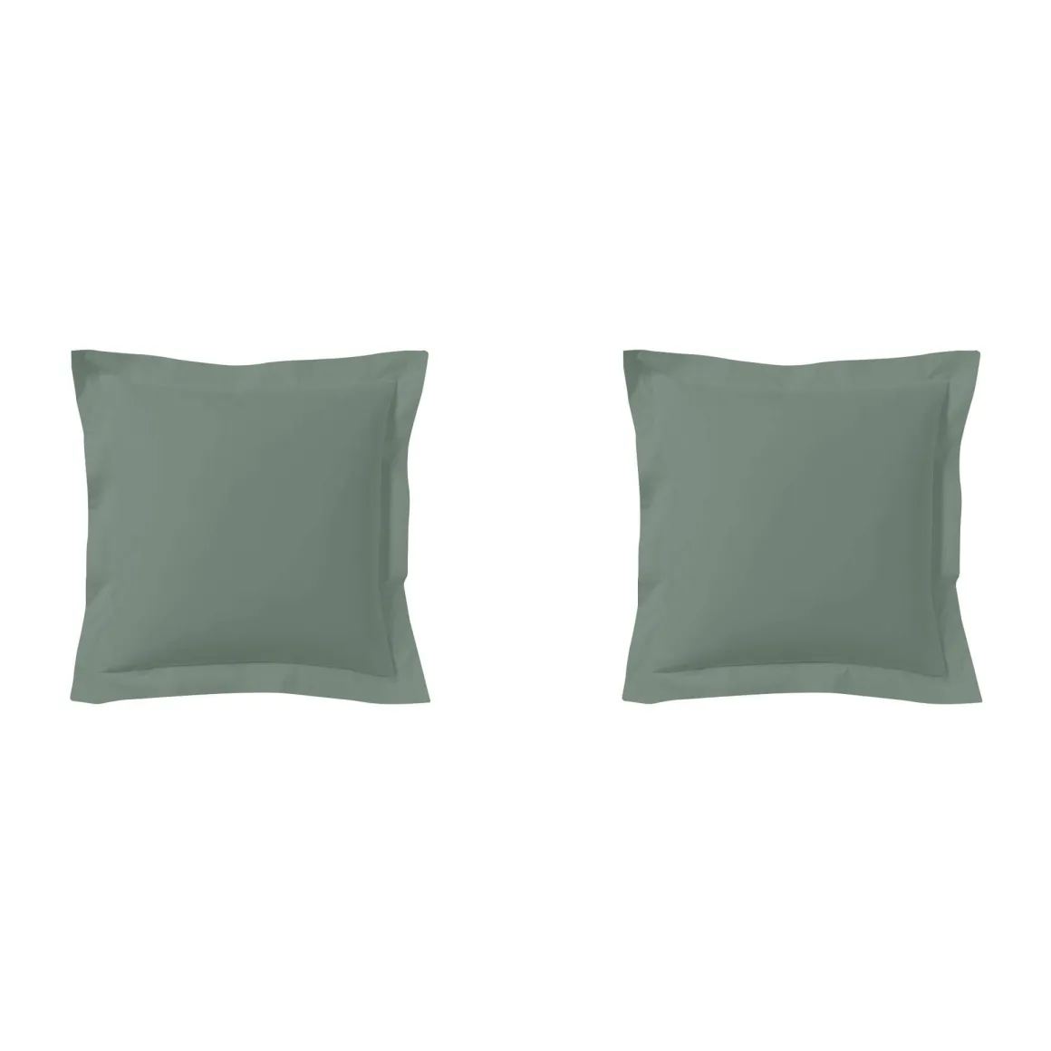 Lot de 2 taies d'oreillers vert de gris 100% coton