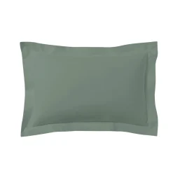 Lot de 2 taies d'oreillers vert de gris 100% coton