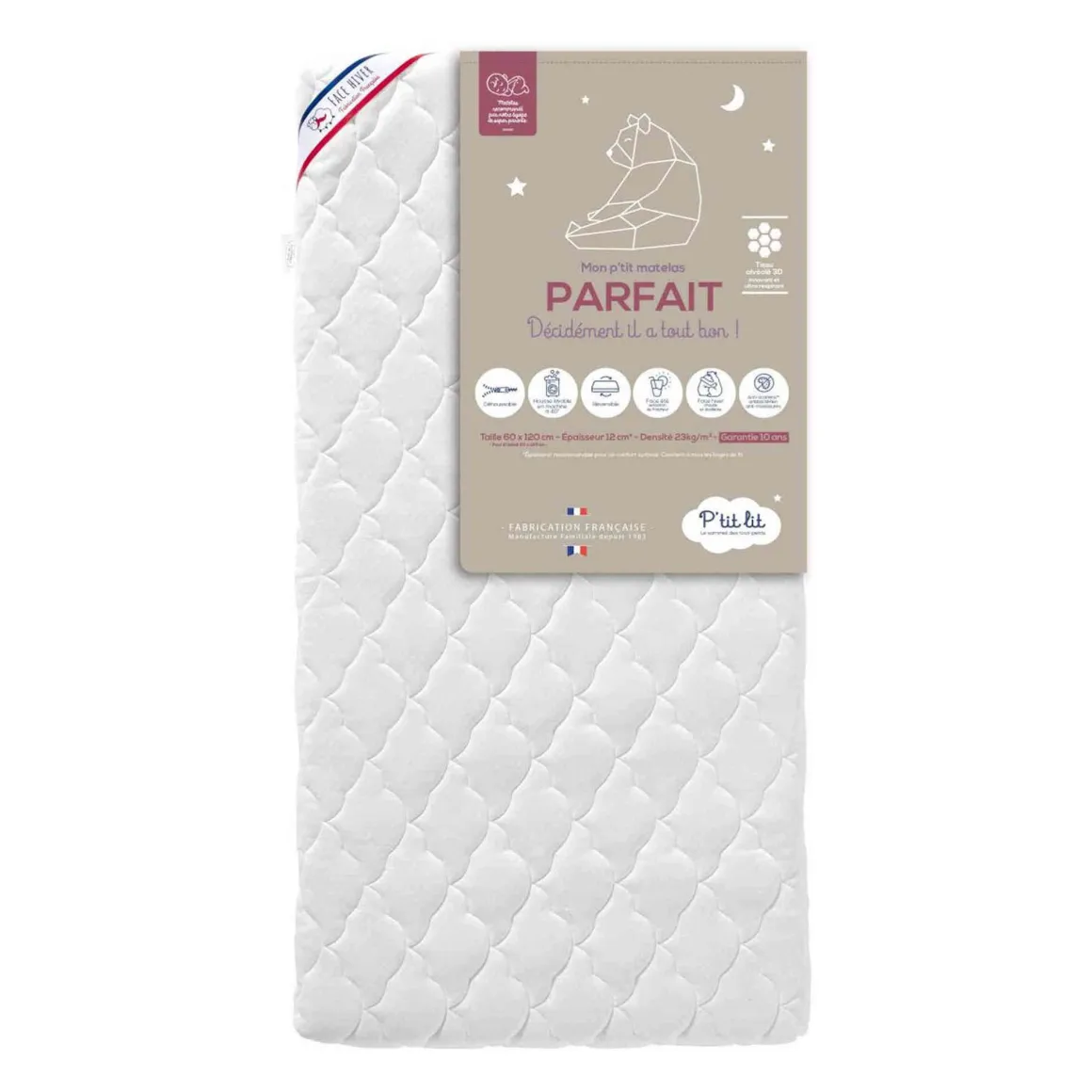 Matelas bébé déhoussable faces été / hiver PARFAIT