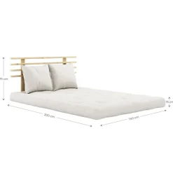 Matelas futon et tête de lit bois massif naturel SHIN SANO 140x200
