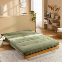 Matelas futon latex ferme tissu velours côtelé - Terre de Nuit