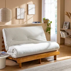 Matelas futon latex ferme tissu velours côtelé - Terre de Nuit