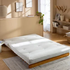 Matelas futon mémoire de forme ferme tissu velours côtelé - Terre de Nuit