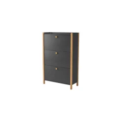 Meuble à chaussures 3 portes en bois anthracite - MC0039