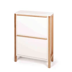 Meuble à chaussures 2 tiroirs en bois blanc - MC0051