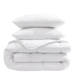 Pack couette mi-saison 350g et oreiller éco naturel moelleux enveloppe coton bio Someo
