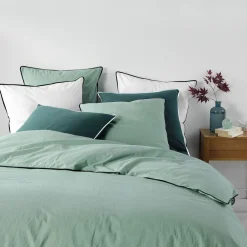Parure de lit coton lavé Linette Sauge