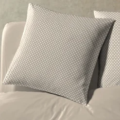Parure de lit coton à pois taupe Terre de Nuit Auguste