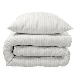 Parure de lit coton rayure blanc Terre de Nuit Bengal
