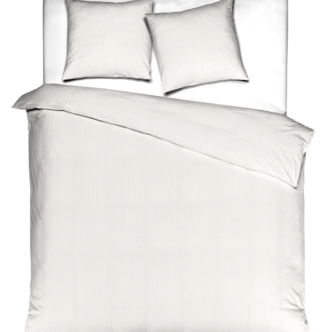 Parure de lit coton rayure blanc Terre de Nuit Bengal