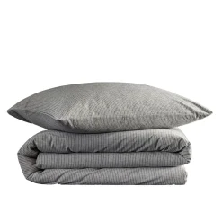 Parure de lit coton rayure gris Terre de Nuit Eden