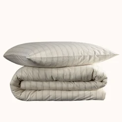 Parure de lit coton rayure Terre de Nuit Alba
