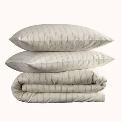 Parure de lit coton rayure Terre de Nuit Alba
