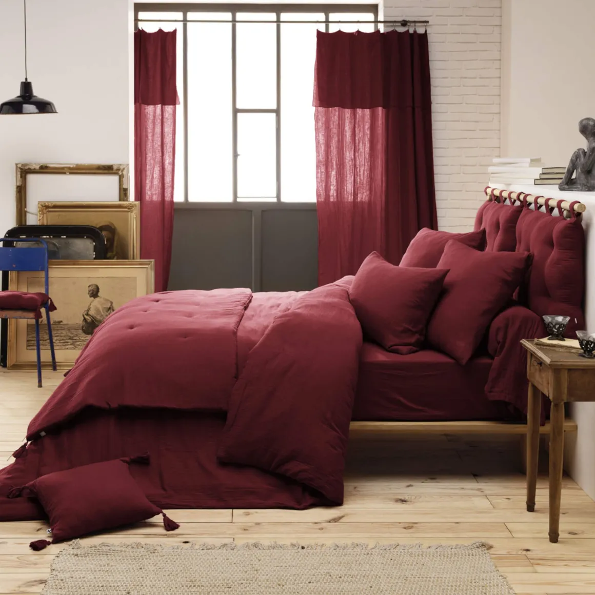 Parure de lit double gaze de coton Terre de Nuit
