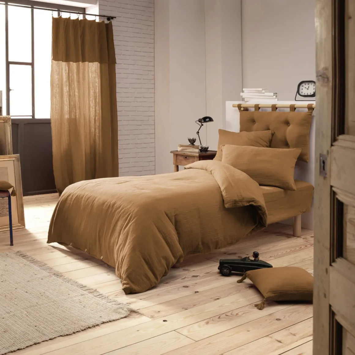Parure de lit double gaze de coton Terre de Nuit