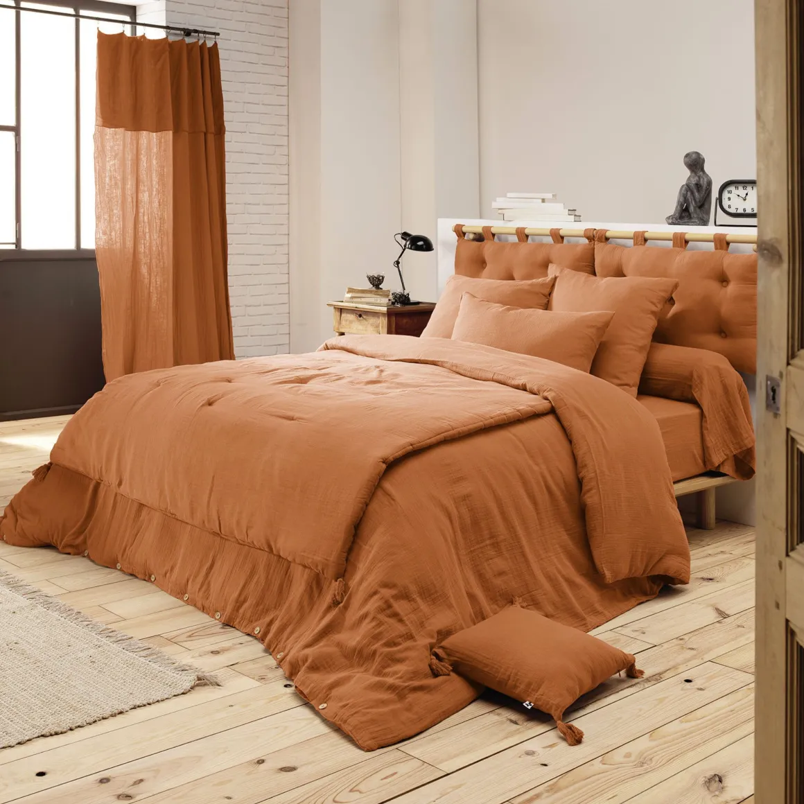 Parure de lit double gaze de coton Terre de Nuit
