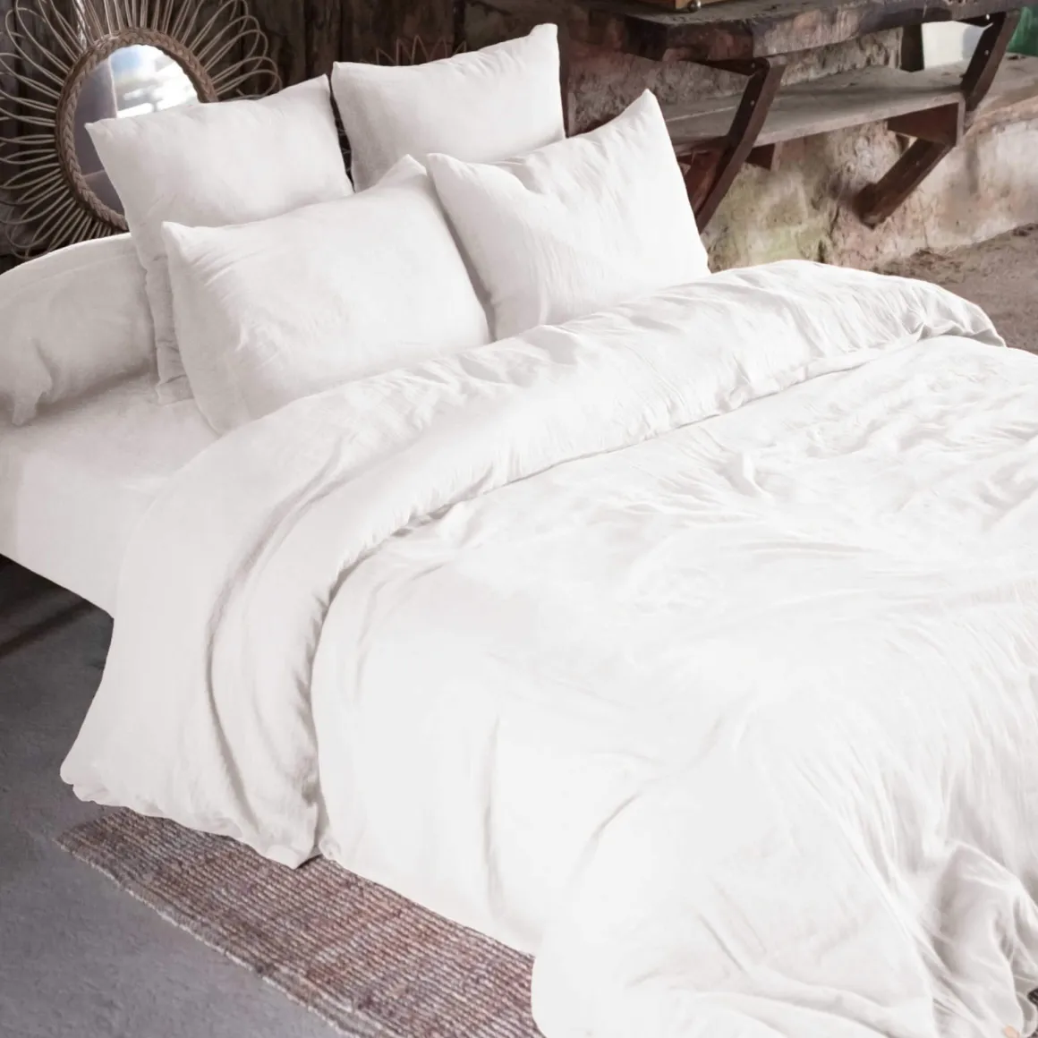 Parure de lit double gaze de coton Terre de Nuit