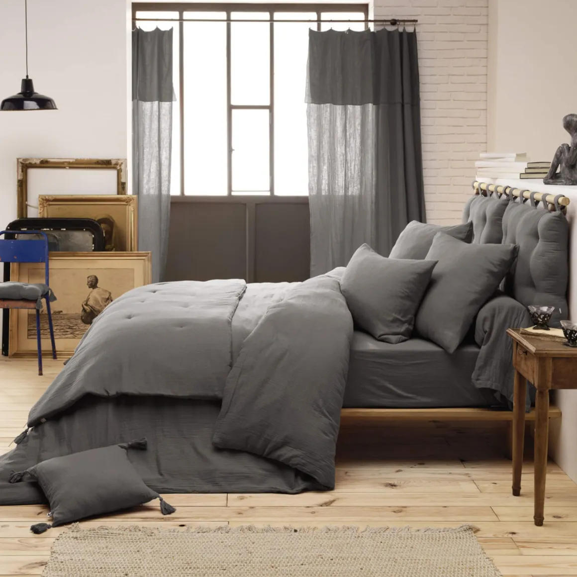 Parure de lit double gaze de coton Terre de Nuit
