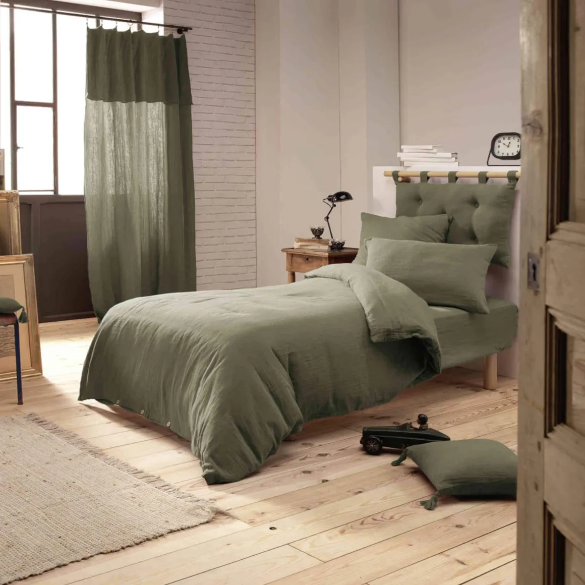 Parure de lit double gaze de coton Terre de Nuit