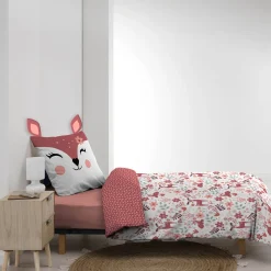 Parure de lit enfant réversible 140x200 coton Douceur d'Intérieur Biche