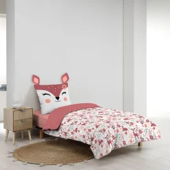 Parure de lit enfant réversible 140x200 coton Douceur d'Intérieur Biche