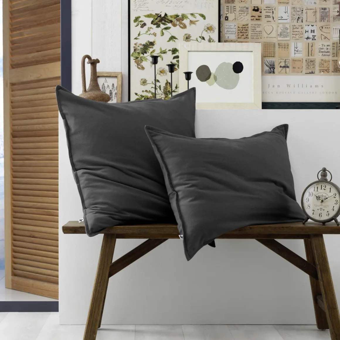 Parure de lit flanelle anthracite